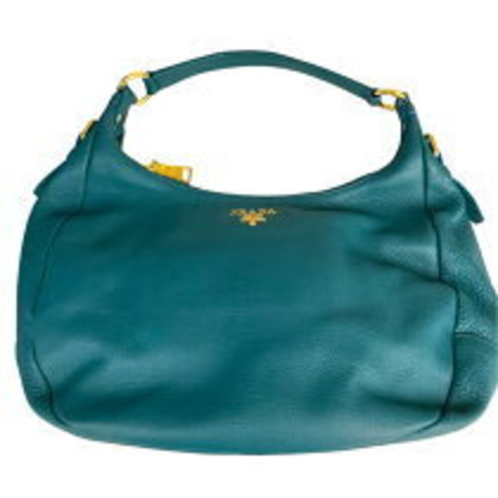 Prada Vitello Dino Semi Shoulder Bag Green Leather - Picture 2 of 10